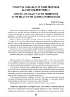 Controlul legalității de către procuror la faza urmăririi penale